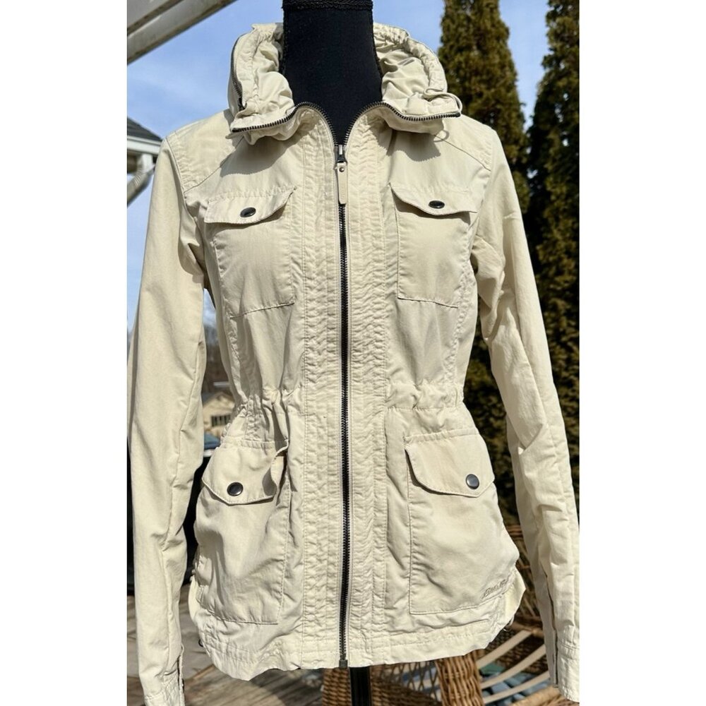 Eddie Bauer Atlas Jacket Women’s XS Stone Zip Hood Travex Soft Shell Hiking Rain